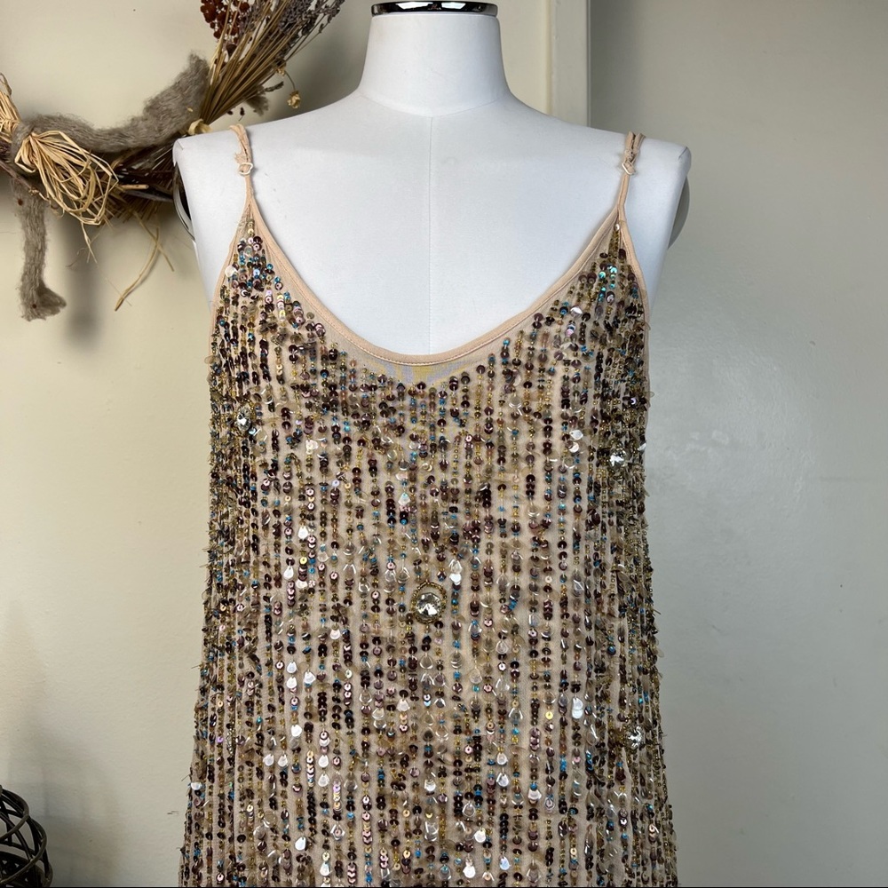 Beaded Sequin Tank Mini Dress by True Decadence